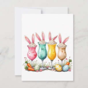 Tarjeta Pequeña Vasos de Latte de Pascua con Orejas de Conejo