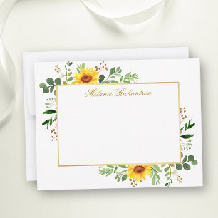 Tarjeta Pequeña Vegetación acuarela girasoles oro personalizado