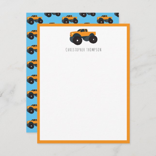 Tarjeta Pequeña Vehículo de Camión Monstruo Personalizado para Niñ (Anverso / Reverso)