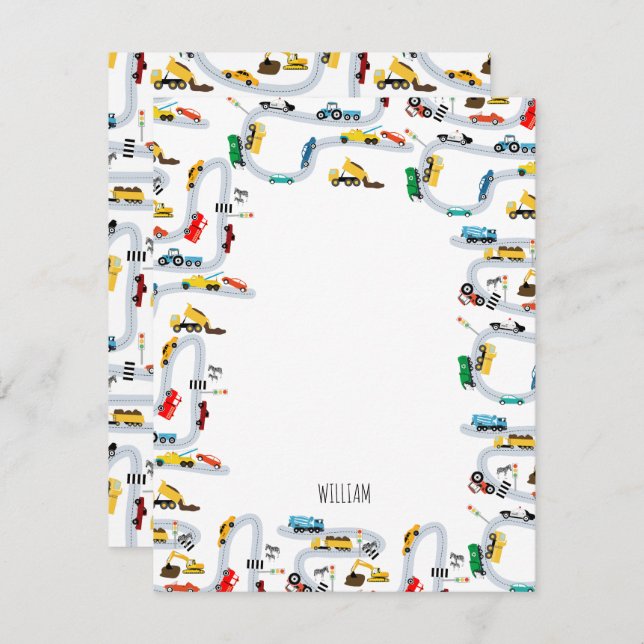 Tarjeta Pequeña Vehículos de Transporte Coches y Camiones Carreter (Anverso / Reverso)