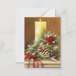 Tarjeta Pequeña Velas bayas y conos de pino Navidad presupuesto