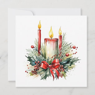 Tarjeta Pequeña "Velas brillantes y noche silenciosa: Navidades se