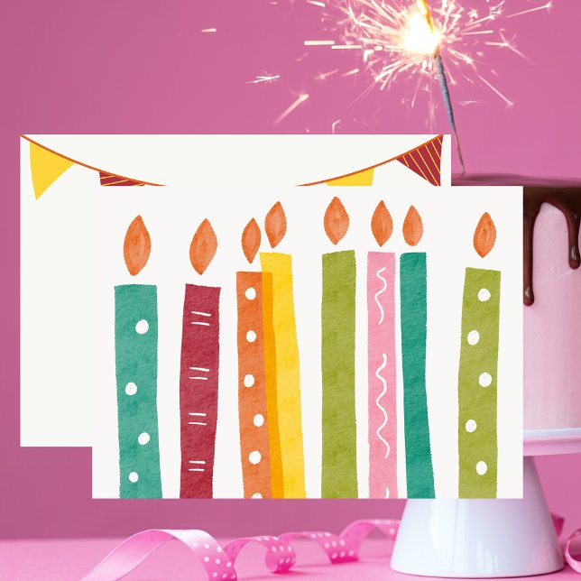 Tarjeta Pequeña Velas de cumpleaños felices simples y modernas (Subido por el creador)