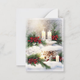 Tarjeta Pequeña Velas de Navidad en presupuesto mínimo de nieve