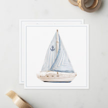 Velero Costero Con Vela De Franja Azul Personaliza