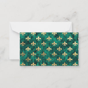 Tarjeta Pequeña Velvet Verde Grunge Fleur De Lis Mardi Gras