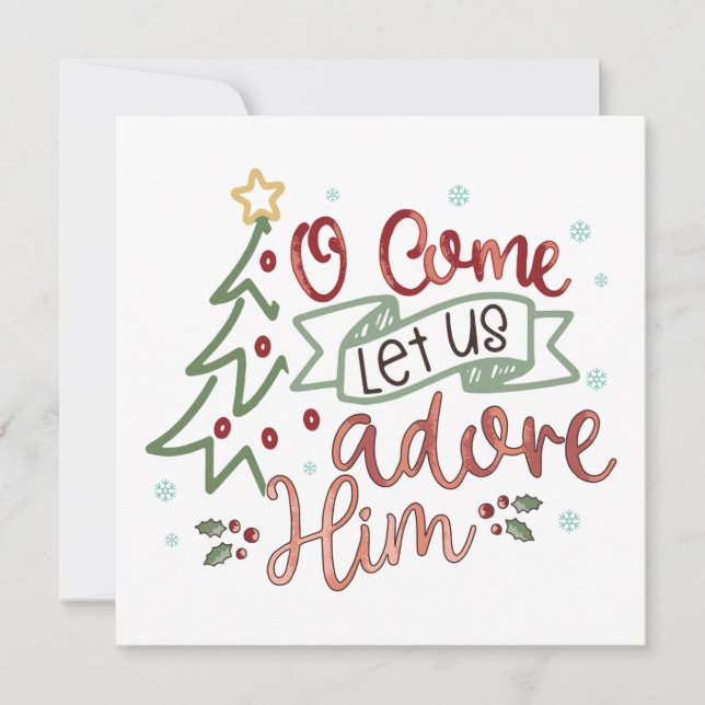 Tarjeta Pequeña Ven Adore Him Navidades Card (Anverso)
