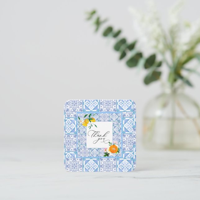 Tarjeta Pequeña Verano, Mediterráneo, estilo Amalfi, (Anverso de pie)