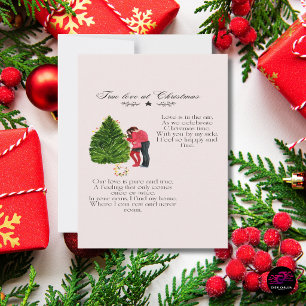 Tarjeta Pequeña Verdadero Amor en la Navidad Poema de Pareja Román
