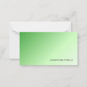 Tarjeta Pequeña Verde Blanco Personalizado Monograma Moderno Elega