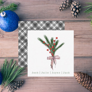 Tarjeta Pequeña Verde botánico moderno de Navidad