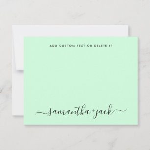 Tarjeta Pequeña Verde menta elegante escritura minimalista elegant