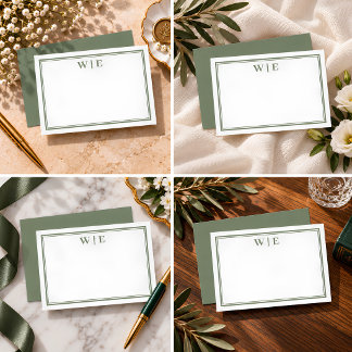 Tarjeta Pequeña Verde Oliva Chic con Dos Bordes