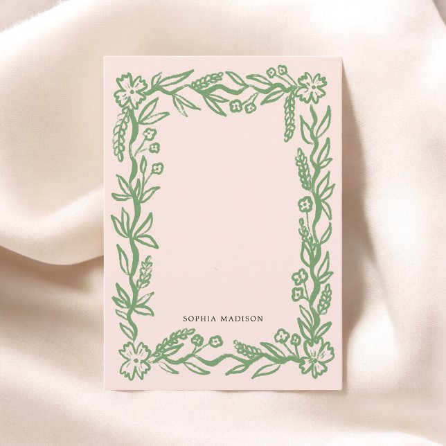 Tarjeta Pequeña Verde rosa de borde ondulado floral (Subido por el creador)