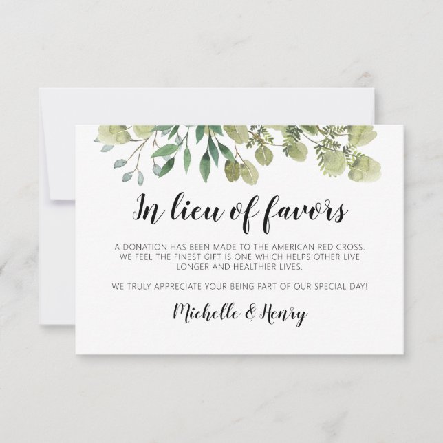 Tarjeta Pequeña Verde rústico elegante en lugar de la carta de fav (Anverso)