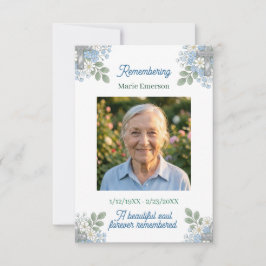 Tarjeta Pequeña Verde Salvia Azul Pálido Floral Cruz | Foto Memori