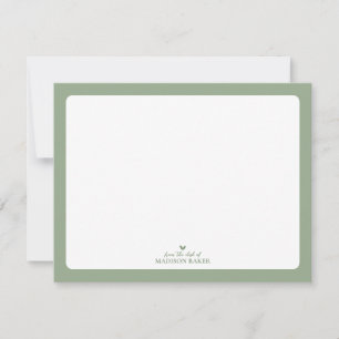 Tarjeta Pequeña Verde Salvia Papelería Personalizada Corazón Sim
