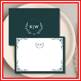 Tarjeta Pequeña Verde y blanco de los bosques | Monograma de Inici