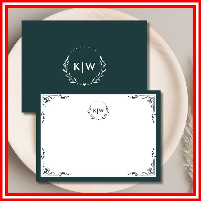 Tarjeta Pequeña Verde y blanco de los bosques | Monograma de Inici (Subido por el creador)