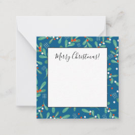 Tarjeta Pequeña Verdes de Navidad con bayas de acebo Azules Rojos 