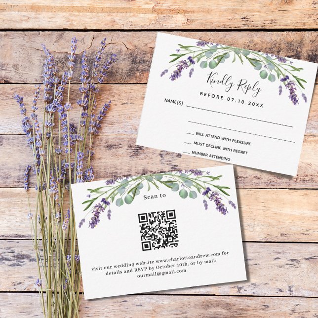 Tarjeta Pequeña Verdor de lavanda Respuesta del boda de código QR  (Subido por el creador)