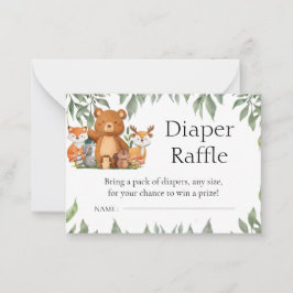 Tarjeta Pequeña Verdor Woodland Animales Diaper Raffle