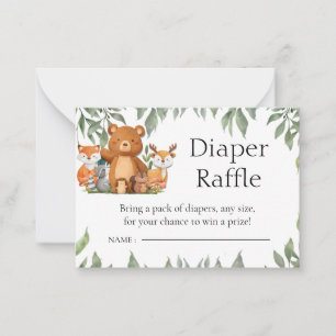 Tarjeta Pequeña Verdor Woodland Animales Diaper Raffle