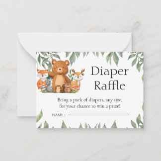 Tarjeta Pequeña Verdor Woodland Animales Diaper Raffle