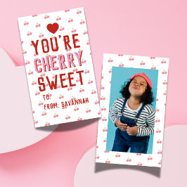 Tarjeta Pequeña Very Sweet Red Cherry Valentine's Classroom Card