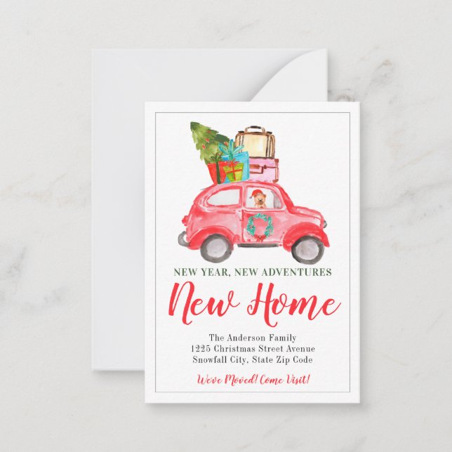 Tarjeta Pequeña Viaje de vacaciones de Navidades de casa de Año Nu (Anverso)