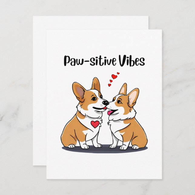 Tarjeta Pequeña Vibes Corgis enamorados (Anverso / Reverso)