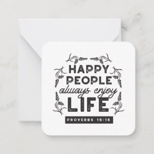 Tarjeta Pequeña Vida Feliz con Fe – Proverbios 15:15 Arte