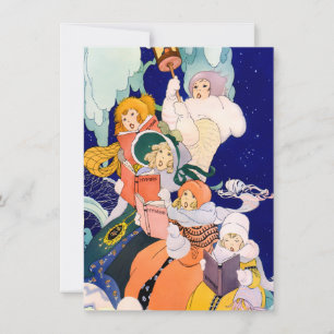 Tarjeta Pequeña Villancistas Vintage Bajo las Estrellas