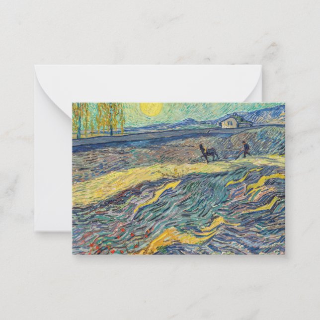 Tarjeta Pequeña Vincent van Gogh - Campo con agricultores arados (Anverso)