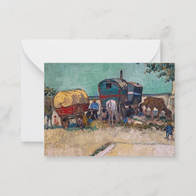 Tarjeta Pequeña Vincent Van Gogh - Caravanas, campo gitano cerca d (Anverso)