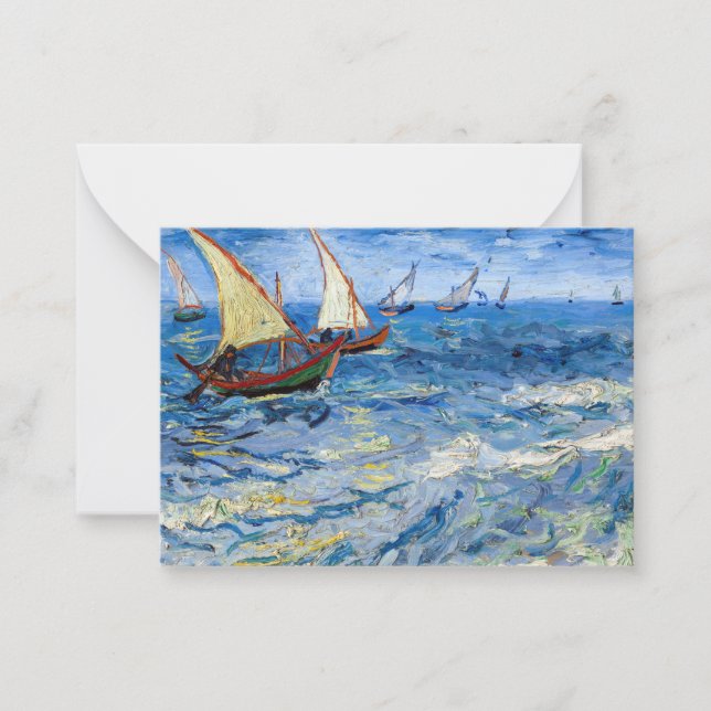 Tarjeta Pequeña Vincent van Gogh - El paisaje marino de Saintes-Ma (Anverso)