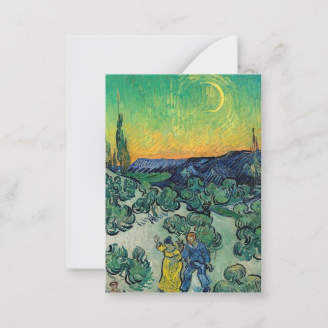 Tarjeta Pequeña Vincent van Gogh - Paisaje iluminado por luna con  (Anverso)