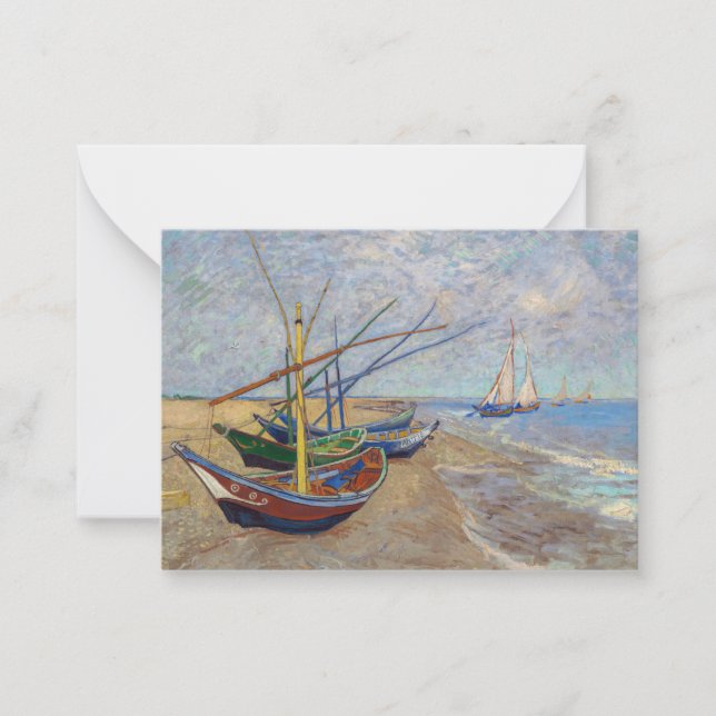 Tarjeta Pequeña Vincent van Gogh - Pescadores en la playa (Anverso)