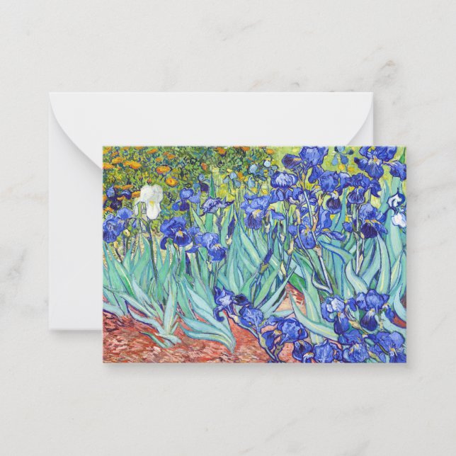Tarjeta Pequeña Vincent Van Gogh pintando Irises (Anverso)