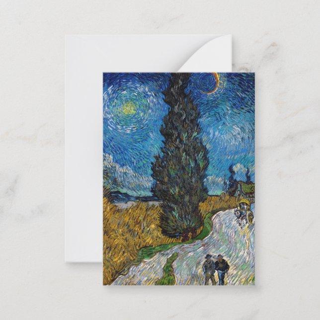 Tarjeta Pequeña Vincent van Gogh - Road with Cypress and Star (Anverso)
