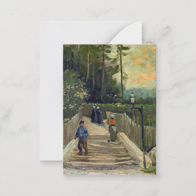 Tarjeta Pequeña Vincent van Gogh - Sendero inclinado en Montmartre (Anverso)