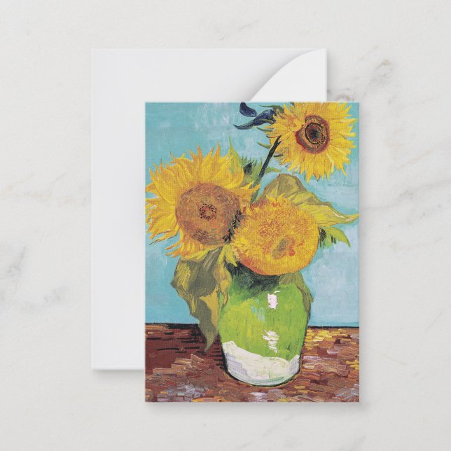 Tarjeta Pequeña Vincent Van Gogh - Tres girasoles en una caja (Anverso)