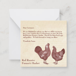 Tarjeta Pequeña Viñeta de mensaje elegante Personalizado de pollo 