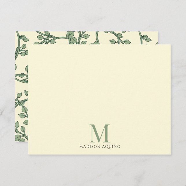 Tarjeta Pequeña Vinos florales elegantes monogramados (Anverso / Reverso)