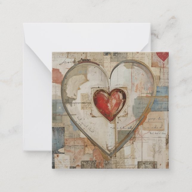 Tarjeta Pequeña Vintage Abstract Hearts - Flat Note Card  (Anverso)