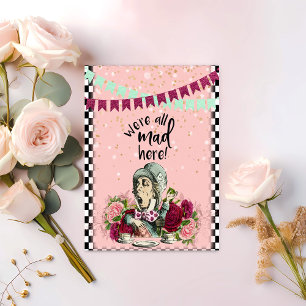 Tarjeta Pequeña Vintage Alice en el País de las Maravillas Fiesta
