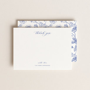 Tarjeta Pequeña Vintage Blue Chinoiserie Floral Gracias