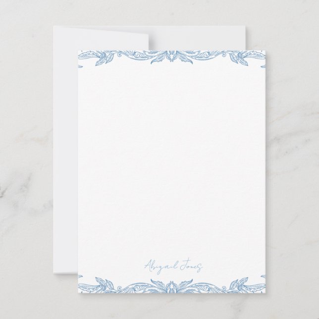 Tarjeta Pequeña Vintage Blue Personalized Script Name (Anverso)