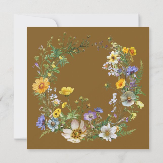 Tarjeta Pequeña Vintage Botanical Loop Wreath Paper Cards (Anverso)