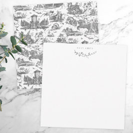 Tarjeta Pequeña Vintage Chariot francés de Dawn Toile de Jouy-Gray